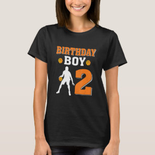 2 Years Old 2nd Birthday Boy Basketball  Party T-Shirt