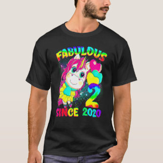 2 Years Old 2nd Birthday Unicorn Girl Fabulous Sin T-Shirt