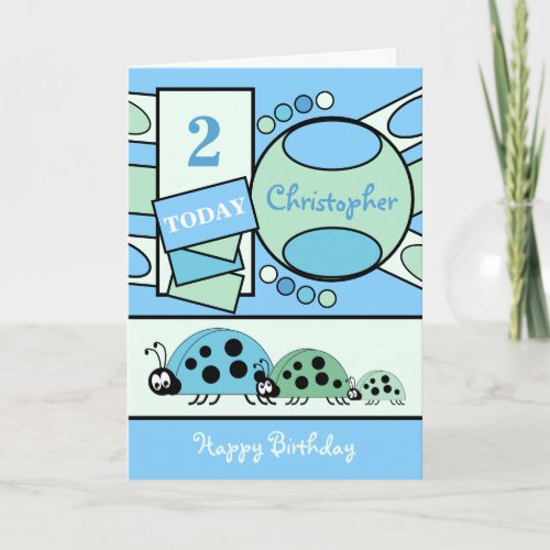 2 years old any age ladybirds blue green card