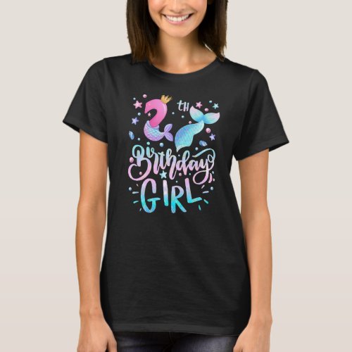 2 Years Old  Birthday Girls 2nd Birthday Mermaid G T_Shirt