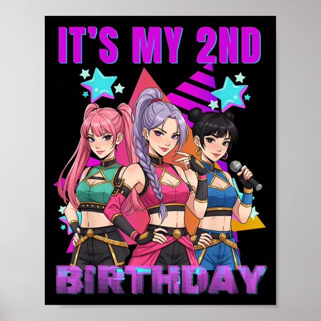 2 Years Old Birthday K P Kids 2nd Birthday Girls K Poster (Front)