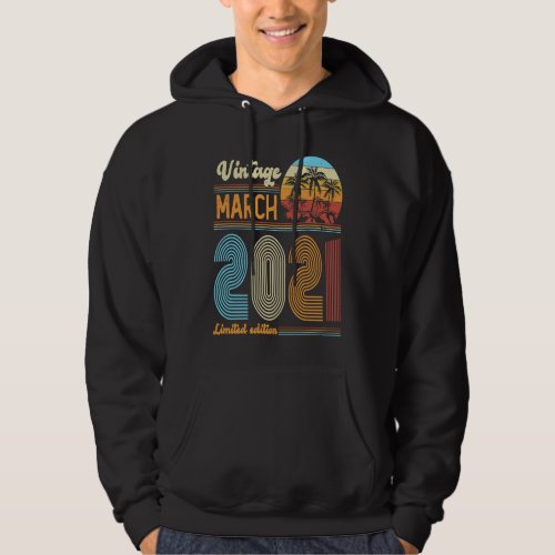 2 Years Old Birthday  Vintage March 2021 Girls Boy Hoodie