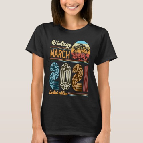 2 Years Old Birthday  Vintage March 2021 Girls Boy T_Shirt