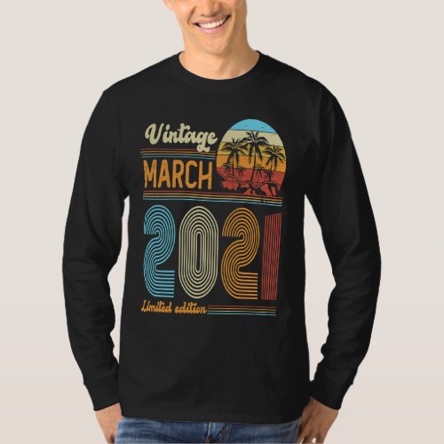 2 Years Old Birthday  Vintage March 2021 Girls Boy T_Shirt