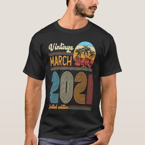 2 Years Old Birthday  Vintage March 2021 Girls Boy T_Shirt