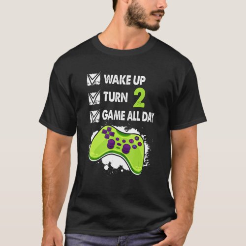 2 Years Old Boy Gamer 2nd Birthday  Video Game T_Shirt