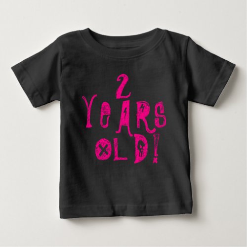 2 years old cute baby shirt neon skull rock pink