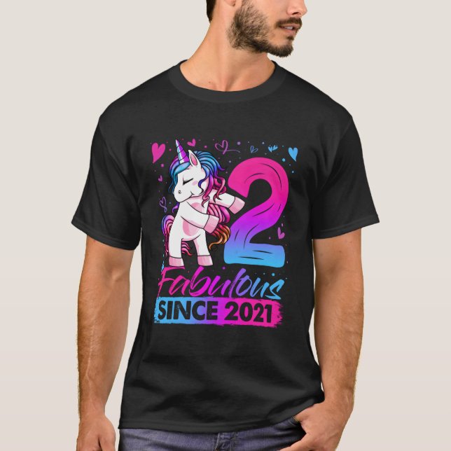 2 Years Old Flossing Unicorn Gifts 2Nd Birthday Gi T-Shirt (Front)