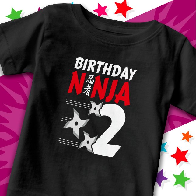 2 Years Old Ninja Party Stars Kids 2nd Birthday Baby T-Shirt (Creator Uploaded)