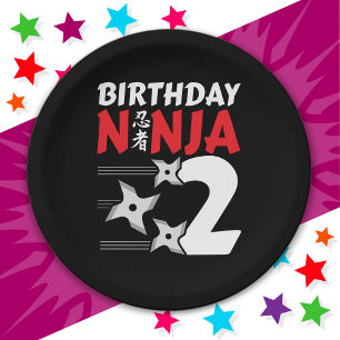 2 Years Old Ninja Party Stars Kids 2nd Birthday Paper Plates