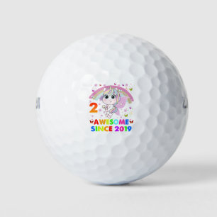2 Years Old Unicorn Cutie 2nd Birthday Unicorn Gif Golf Balls