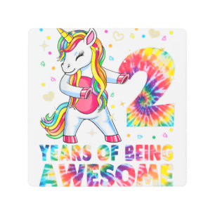 2 Years Old Unicorn Flossing 2nd Birthday Girl Uni Metal Print