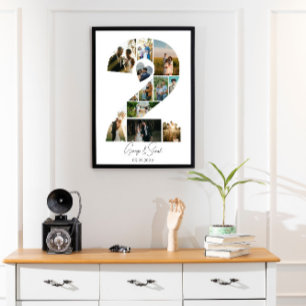 2 Years Together Photo Collage Wedding Anniversary Poster