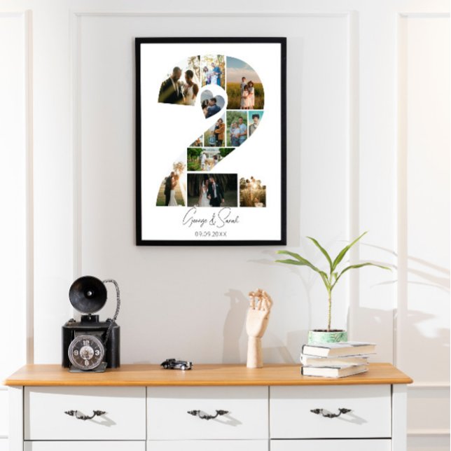 2 Years Together Photo Collage Wedding Anniversary Poster (Creator Uploaded)