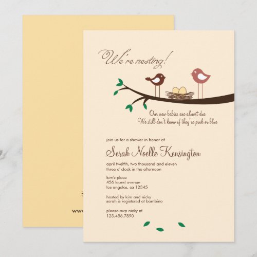 2 Yellow Eggs Twins Baby Shower Invitation