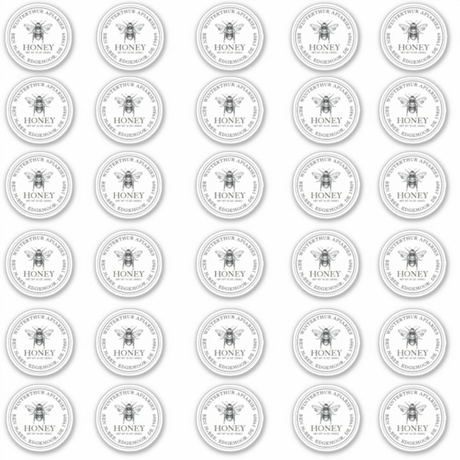 2" Your Name Here Editable White Honey Jar Bee Sticker (Front)