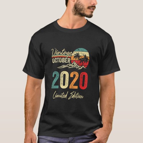 2 Yr Old Vintage October 2020  2nd Birthday  T_Shirt