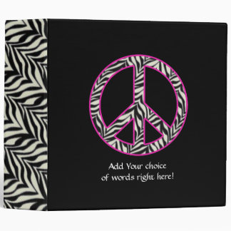 2" Zebra Print Peace Sign Binder