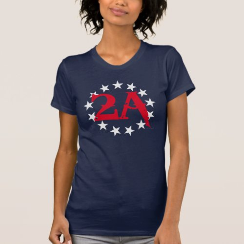 2A 2nd Amendment 13 Stars American Flag Red T_Shirt