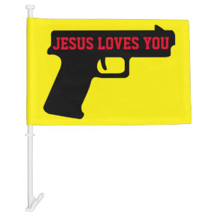 2A - JESUS LOVES YOU Car Flag