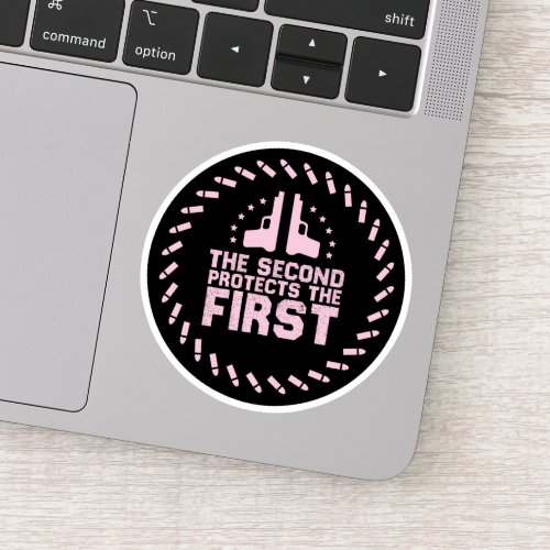 2A  Second protects the first Free Speech Gun pink Sticker