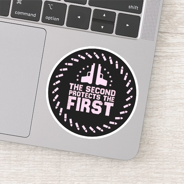 2A  Second protects the first Free Speech Gun pink Sticker (Detail)
