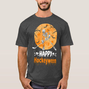 2AOL Happy Hockeyween Skeleton Hockey Player Hallo T-Shirt