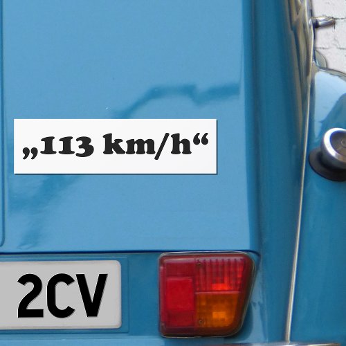 2CV 113 kmh Oldtimer Speedlimit Typography Car Magnet