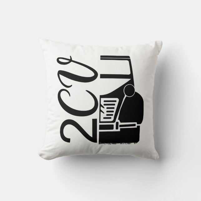 2CV Deux Chevaux Black Chic Script Font Typografie Throw Pillow (Front)