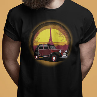 2CV Deux Chevaux Charleston Paris Eiffel Tower Sun T-Shirt