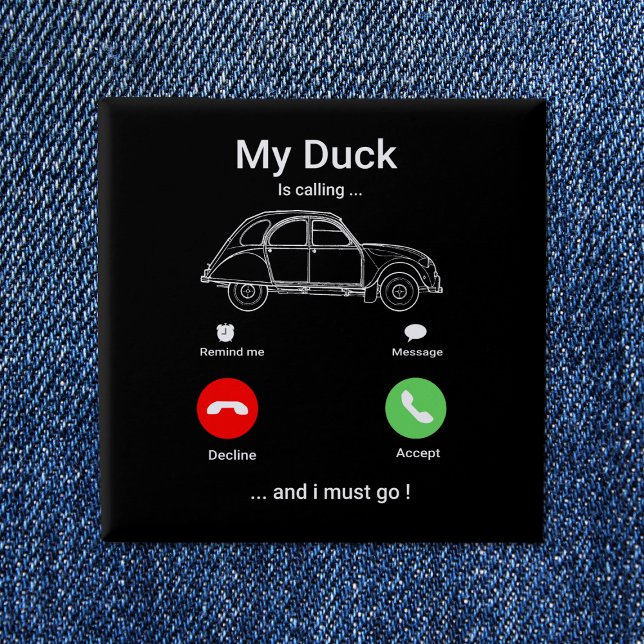 2CV Deux Chevaux Funny  Smartphone Postcard Button (2CV Button in Black with a Red Green and White Smartphone Illustration)
