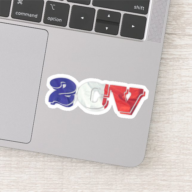 2CV Deux Chevaux Red White Blue French Flag Sticker (Detail)