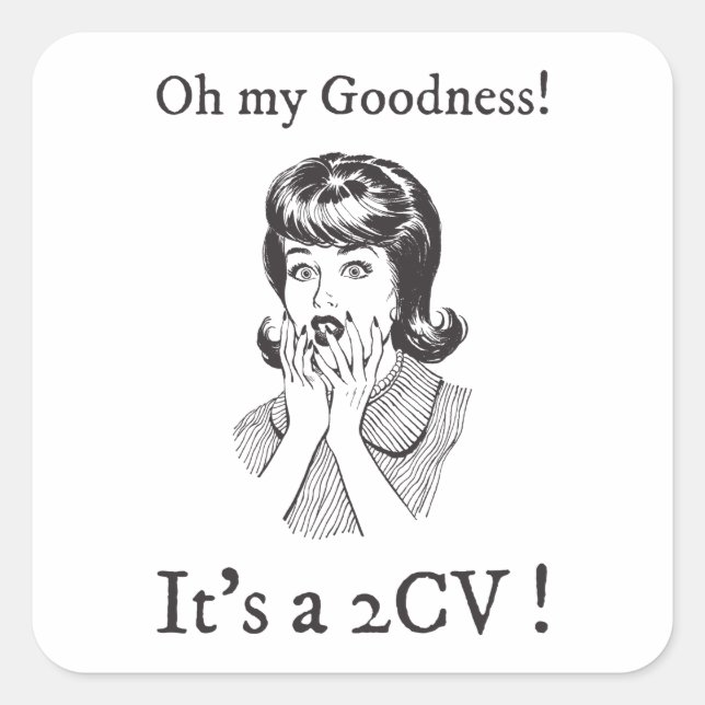 2CV Deux Chevaux Retro Comic Style  Square Sticker (Front)