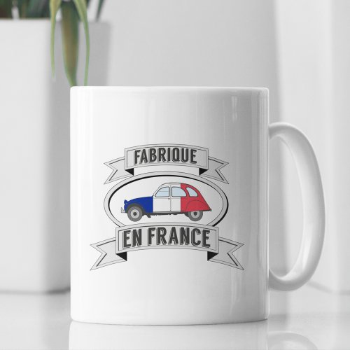 2CV French Flag Badge Manufactured in France Coffee Mug
