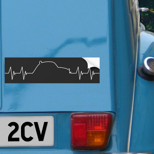 2CV Oldtimer Car Heartbeat Pulse Frequency Bumper Sticker