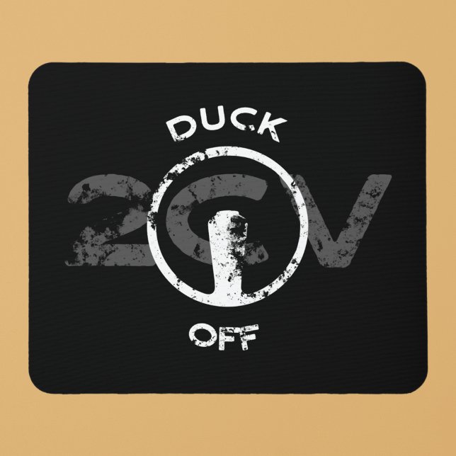 2CV Oldtimer Duck Off Statement Mouse Pad (2CV Mouse Pad in Black with a White Steering Wheel Illustration of the Deux Chevaux )