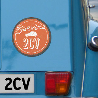 2CV Service Vintage Orange Carshop Typography Car Magnet