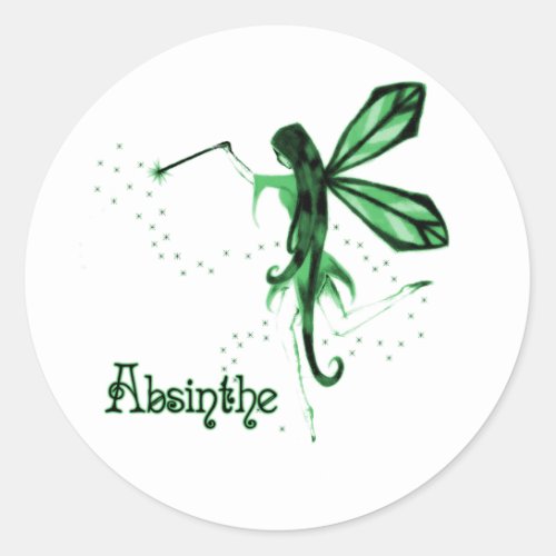 2D Absinthe Green Fairy Sketch Classic Round Sticker