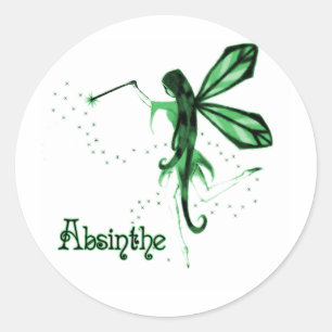 2D Absinthe Green Fairy Sketch Classic Round Sticker