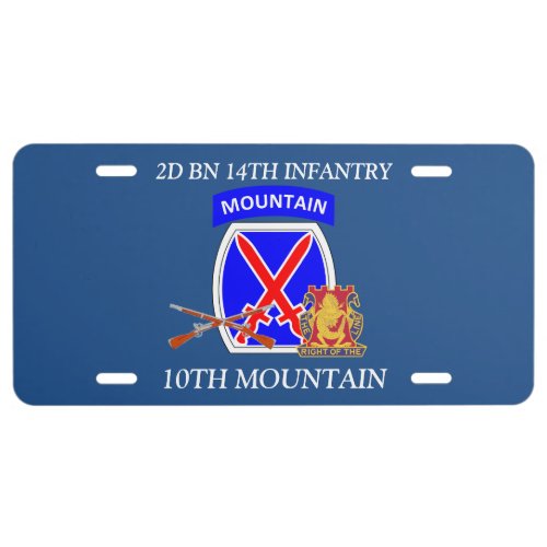 2D BN 14TH INFANTRY 10TH MOUNTAIN LICENSE PLATE