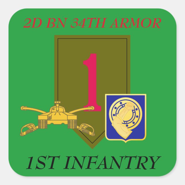 2D BN 34TH ARMOR 1ST INFANTRY STICKERS (Front)