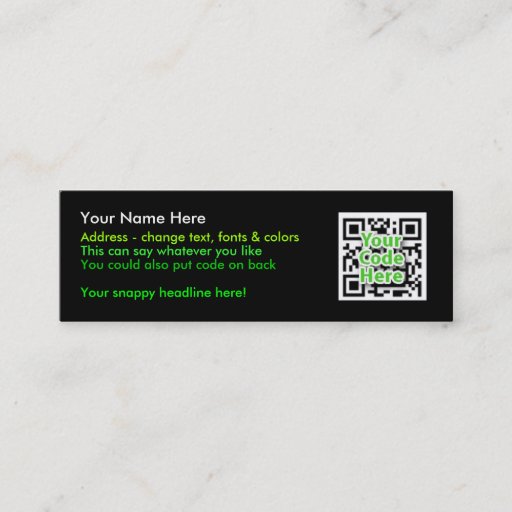 Customizable 2D Code Business Cards - Skinny, Black