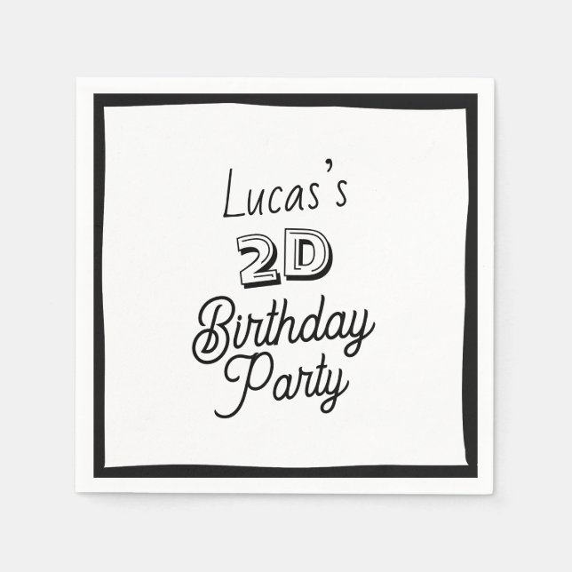 2D Comic Boys Second Birthday Napkins (Front)