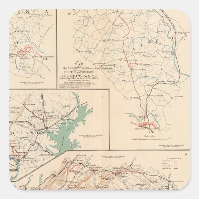 2d Corps AN Va, camps, pickets, routes Square Sticker (Front)