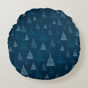 2d illustration. Abstract snowflakes. Holy Christm Round Pillow