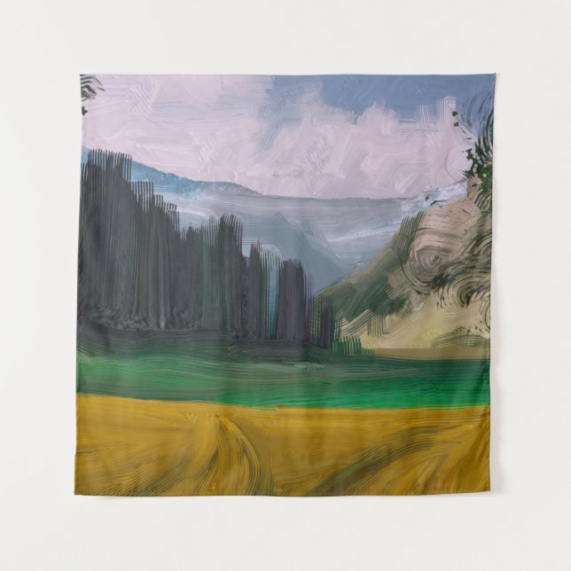 2d illustration. Oil painting landscape art. Rural Tapestry (Front)