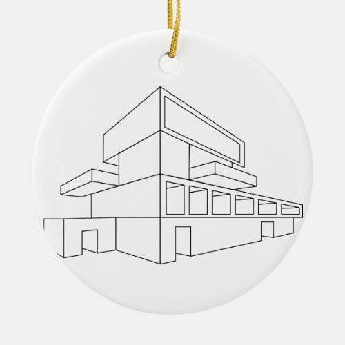 2D perspective drawing of a house Ceramic Ornament
