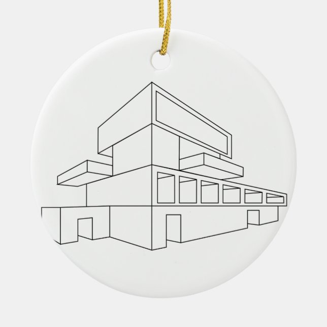 2D perspective drawing of a house Ceramic Ornament (Front)