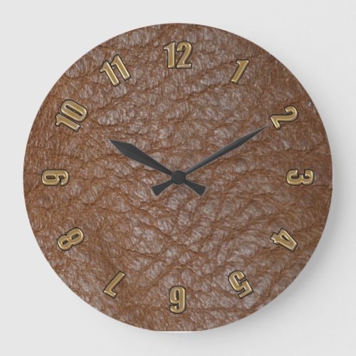 2D Photo_sampled Faux Leather_look Design Large Clock