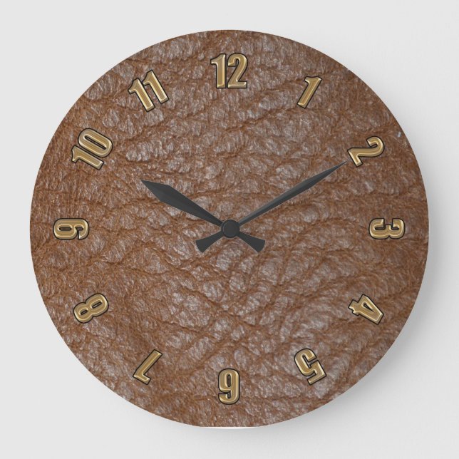 2D Photo-sampled Faux Leather-look Design Large Clock (Front)